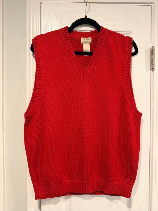 L.L. Bean Other - L.L.Bean Size M Red 100% Cotton V-Neck Sweater Vest Preppy Classic Holiday